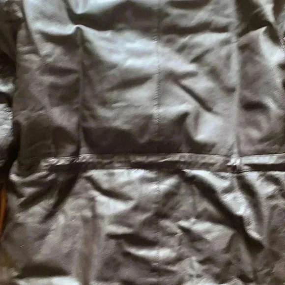 Eddie Bauer  vintage Coyote fur trim leather down coat - Picture 7 of 15